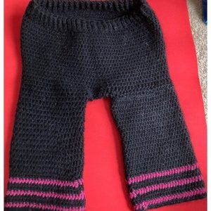 Wool longies diaper pants black pink M-L
